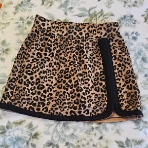 JoyLab Leopard Print Mini Skirt with Black Trim